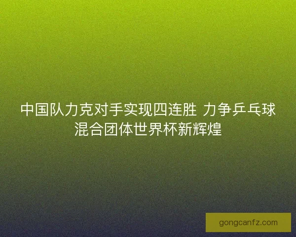 中国队力克对手实现四连胜 力争乒乓球混合团体世界杯新辉煌